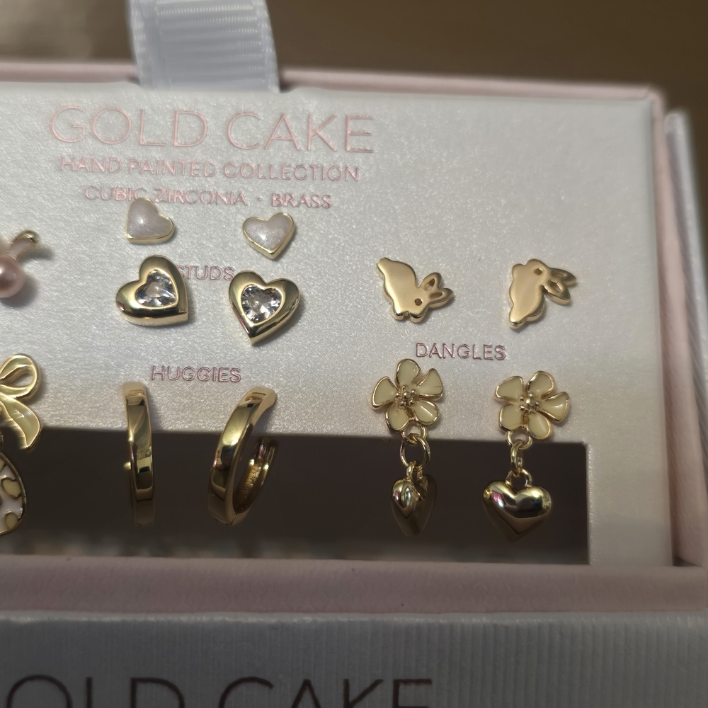Gold Cake - Easter Gold and Pink Earring Set - Picture 3 of 4